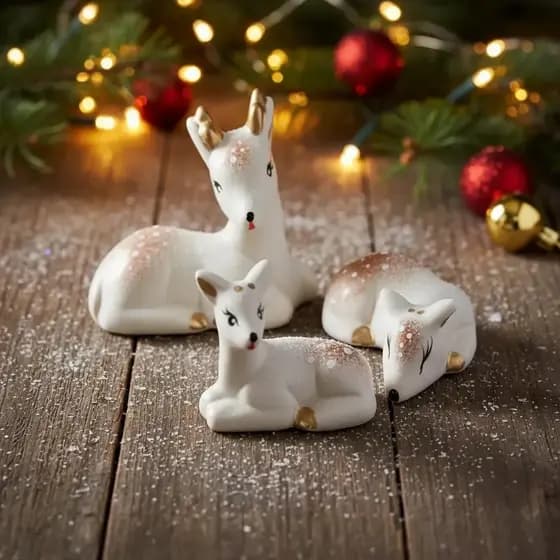 Miniatura Trio De Rena Decoracao Enfeite De Natal Ceramica