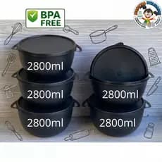 Jogo 5 Potes Herméticos 2800ml Petro Luxo para cozinha e alimentos