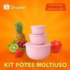 Kit Potes Plásticos 3 unidades BOWL + Tampa