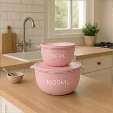 Kit 2 potes Bowl 500ML + 1000ML - para cozinha e mantimentos de plástico hermético