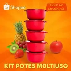 Kit 5 potes Bowl 2.8 litros - para mantimentos grande de plástico