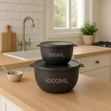 Jogo De 2 Potes Bowl Redondo preto luxo Para Cozinha Kit Para Alimento