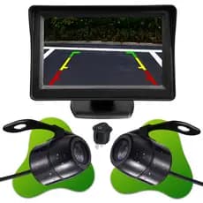 Kit 12v Tela Monitor Lcd 4.3 Caminhão Ônibus Van Câmera de Ré e Câmera Frontal cabo RCA