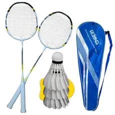 Jogo De Badminton Completo Com 2 Raquetes 3 Petecas E Bolsa
