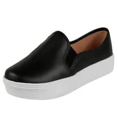 Slip On Casual  Básico Preto Liso Via Mariza Calçados