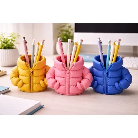 Porta Caneta Casaco Puffer Jaqueta Bobojaco Organizador De Mesa Porta Lápis Porta Treco Decoração