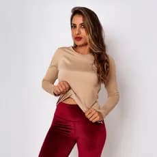 Blusa Térmica Peluciada Segunda Pele Feminina Manga Longa Flanelada Inverno