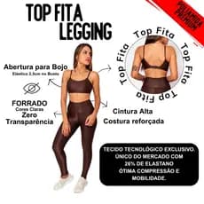 Conjunto Fitness Feminino Top Fita Costas Abertas + Legging Cintura Alta Micro Canelada Poliamida Premium