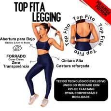 Conjunto Fitness Feminino Top Fita Costas Abertas + Legging Micro Canelada Poliamida Premium Academia