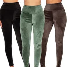 Kit C/ 3 Leggings Plush Cotelê Quentinha Peluciada Confortável Inverno