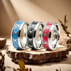 Anel de aço de titânio para homens, um sucesso de vendas, moderno e único, com design de aranha, joia que não desbota.