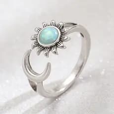 Anel aberto de sol e lua para mulheres, mais vendido, anel multifuncional criativo vintage ajustável de sol e lua, prese