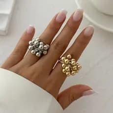 Anel de Bola Pequena CCB de Design Criativo IngeSight.Z para Mulheres e Homens, Anel de Metal Irregular Aberto, Joias Pu