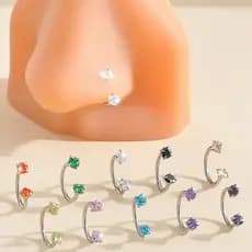 Anel de Nariz em Forma de Ferradura de Aço Inoxidável Personalizado, Piercing Corporal em Forma de U, Joia de Zircônia d