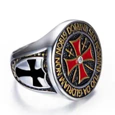Europa e Estados Unidos Nova Tendência Simples Anel Cruz Vermelha Masculino Anel Maçônico Templário Dominador Joias de F