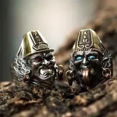 Novo modelo de grande sucesso: o anel "One Sight Brings Fortune" preto e branco com design de impermanência, um anel ous