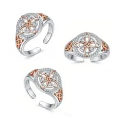 Anel de zircônia bicolor de luxo leve e elegante, muito vendido, design de nicho popular internacional, versátil e sofis