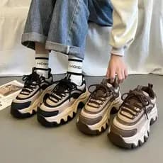 3464 Sapatos papai de sola grossa Calçados esportivos femininos aumentando sapatos papai Calçados esportivos respiráveis