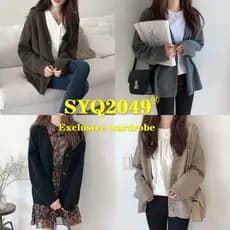3127 suéter jaqueta feminina outono inverno jaqueta solta com decote em V jaqueta camisola malhas estilo preguiçoso jaqu
