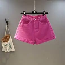 5830 doce cor shorts feminino shorts jeans largos cintura alta shorts enrolados denim shorts dopamina calças quentes den