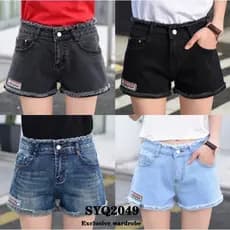 2870 shorts desgastados com parte inferior superior, shorts jeans femininos de cintura alta, linha A, versão coreana, ap