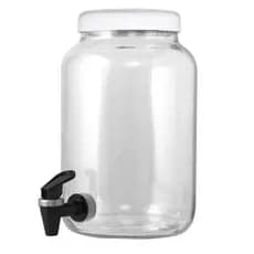 Suqueira Barrica Pote Vidro 3,2 litros Tampa Branco com Torneira Cromo