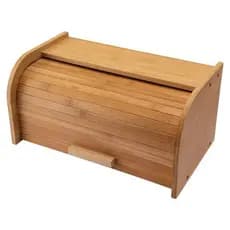 Porta Pão Em Bambu Com Tampa Retrátil 38cm