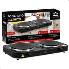 Fogareiro Elétrico Cooktop 127V Portátil 2 Bocas Preto 2000W