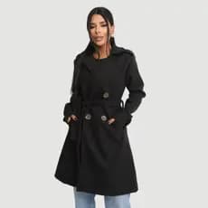 Sobretudo Feminino Longo Com Cinto Casaco De Frio Grosso Lã Batida Inverno Elegante Com Bolsos