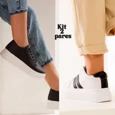 Kit Tenis Feminino Compre 2 pares e tenha mais opções de calçados. Preto.