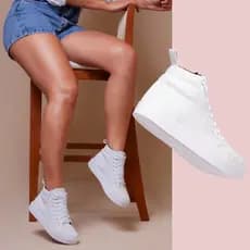 Tenis Feminino Branca Estilo Academia Com Solado De Borracha estilo Bota feminina fitness.