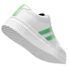 Tênis Branco Feminino com Sola Borracha Plataforma Listras Verde