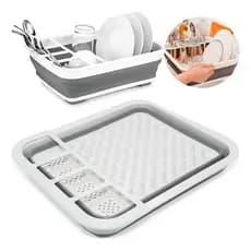 Kit Escorredor Louça Talher Prato Silicone Dobrável Retratil