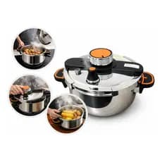 Panela De Pressão Moderna Com Trava Segura 4 Litros Em Aço Inox Premium