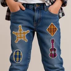 Adesivos para Roupas Festa Junina Retalhos Remendo Xadrez Quadriculado Calça Jeans São João Arraia Quadrilha Tecido Cola