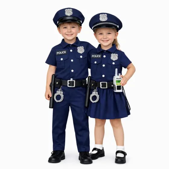Conjunto Fantasia Policial 8 Peças Menino Menina Crianças Polícia Uniforme Cosplay Acessórios Festa Escola Aniversário
