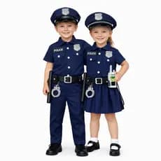Conjunto Fantasia Policial 8 Peças Menino Menina Crianças Polícia Uniforme Cosplay Acessórios Festa Escola Aniversário