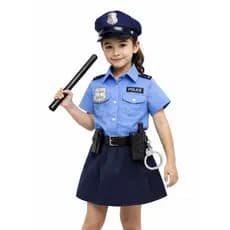Kit Fantasia Policial Feminina Completa Infantil Acessórios Carnaval Cosplay 3-8 anos Festa Infantil Aniversário