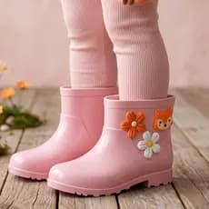 Galocha Infantil Feminina Raposinha Delicada E Estilosa Lançamento Inverno Bota De Chuva Envio Já