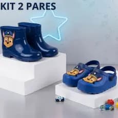 Kit 2 Pares Babuche Infantil Menino Patrulha Galocha E Babuche Masculina Original Divertida Promoção