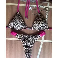 BIQUINI ONÇA COM ROSA PINK, TODO DUPLA FACE