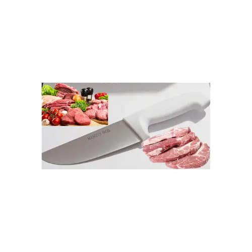 Faca Açougueiro Churrasco Cozinha Carne Aço Inox Cabo Branco 13x27