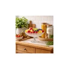 Fruteira de Vidro Centro de Mesa fruta cor  Transparente  26cm