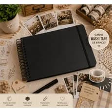 Sketchbook Álbum De Fotos Scrapbook A4 50 Folhas Pretas 180g