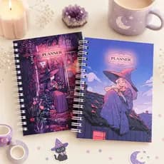 Planner Agenda Semanal Bullet Journal - Não Datado ou 2027 - Capa Dura ou Flexível - Bruxinha Roxo
