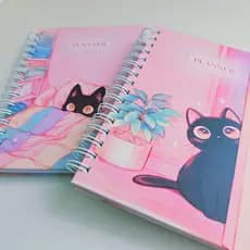 Planner Semanal Agenda Bullet Journal - 2026 ou Não Datado - Capa Dura ou Flexível - Gato rosa