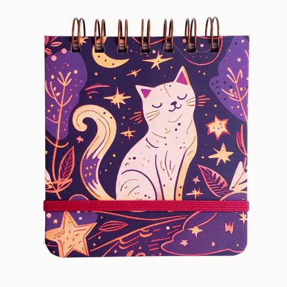 Caderno Sketchbook Desenho e Aquarela Pequeno A6 12x11cm - 120g ou 300g Gato Celestial