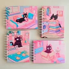 Caderno Sketchbook Desenho e Aquarela A6 15x11cm 120g ou 300g Montval Gato Rosa