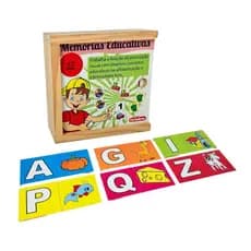 Jogo Memória Educativa Figuras e Letras Brinquedo Pedagógico Alfabetização Madeira - Carimbras