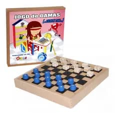 Jogo de Tabuleiro Damas Adaptado Braille Inclusivo Educativo Madeira - Carlu - 4 anos